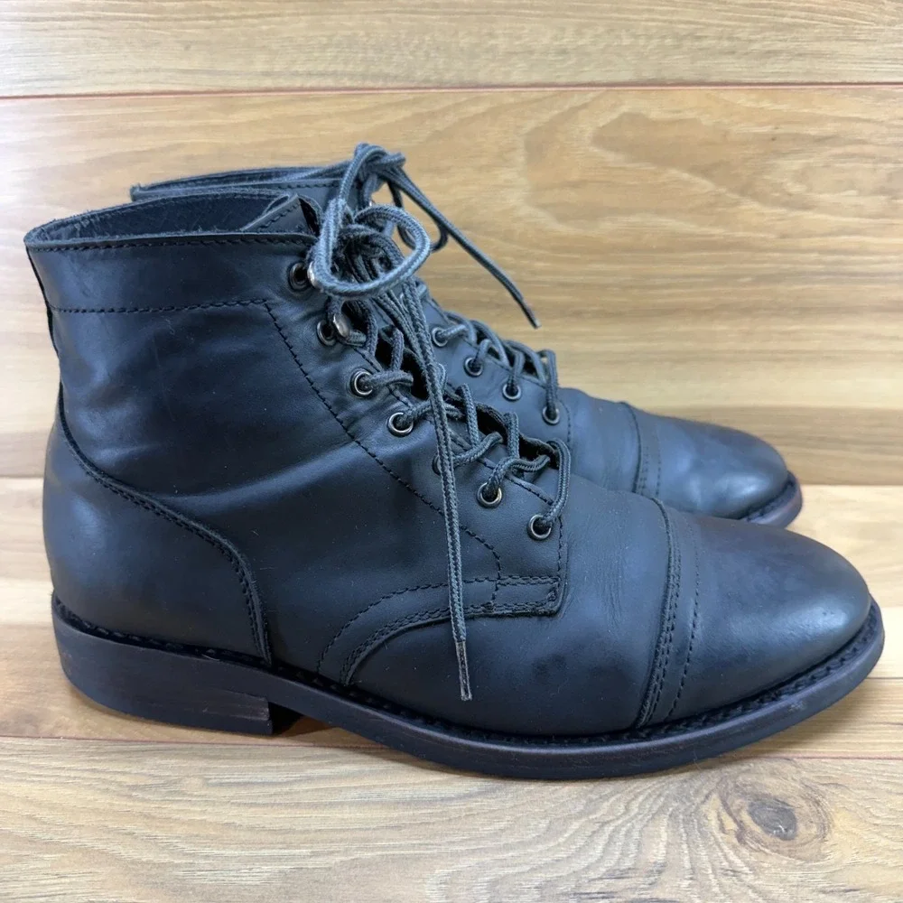 Thursday Boots Captain Cap Toe Leather Mens 10.5 Black Business Casual Modern